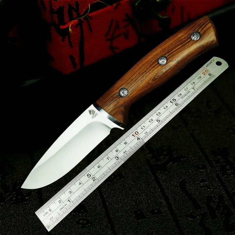 58HRC (вакуумная термообработка) 9CR18MOV Стальной Охотничий Нож острый тактический