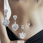 Кольцо-пуговица для пупка женское, классическое украшение в форме сердца с цирконием из нержавеющей стали, модное Ювелирное Украшение для пирсинга тела