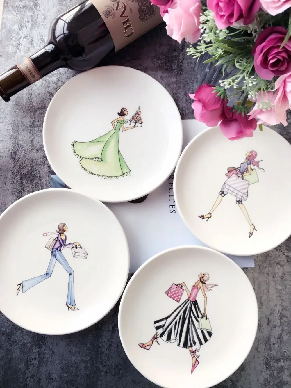 Bone China Европейская и американская современная простая стильная плоская тарелка