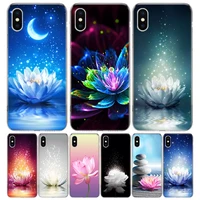 lotus blue white flowers silicon call phone case for apple iphone 11 13 pro max 12 mini 7 plus 6 x xr xs 8 6s se 5s cover bag