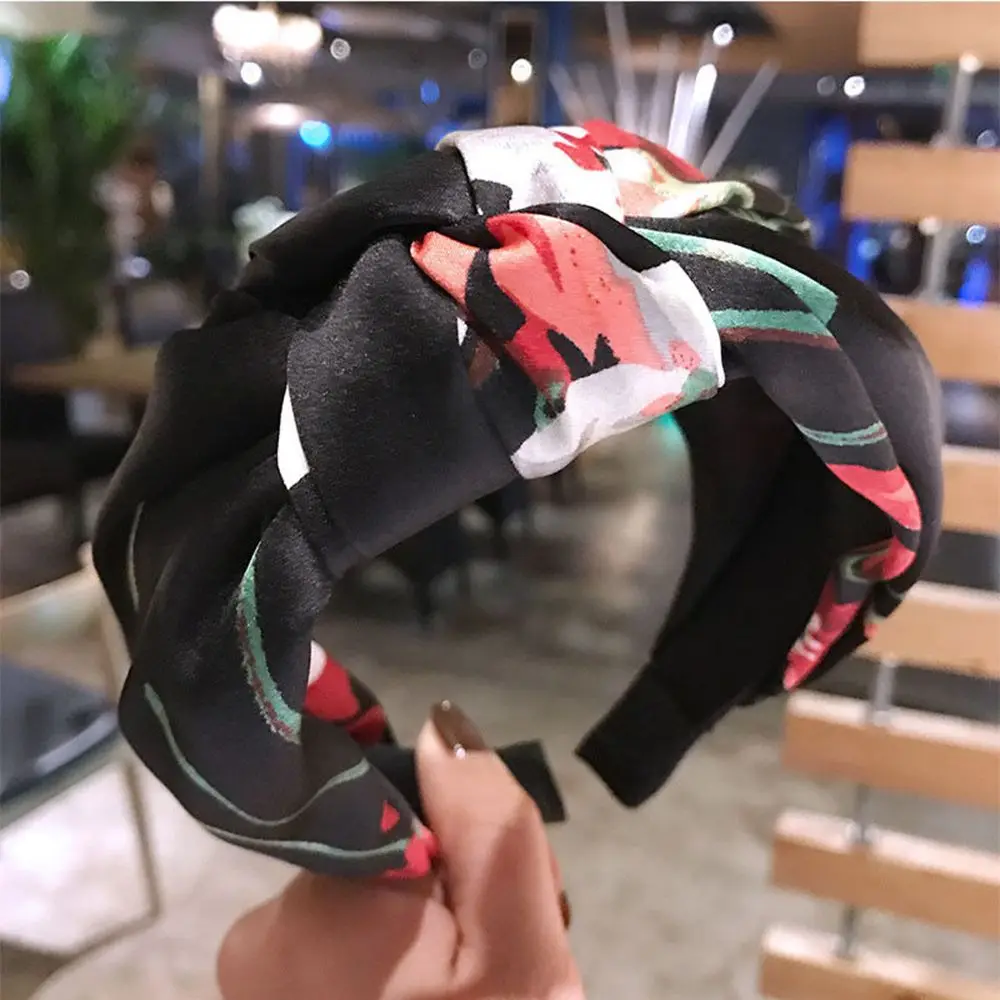 

2020 Summer New Fashion Hairband Women Elastic Bowknot Wide Headband Headwrap Accessories Wide Side Hoop Hair Headdress Ornament