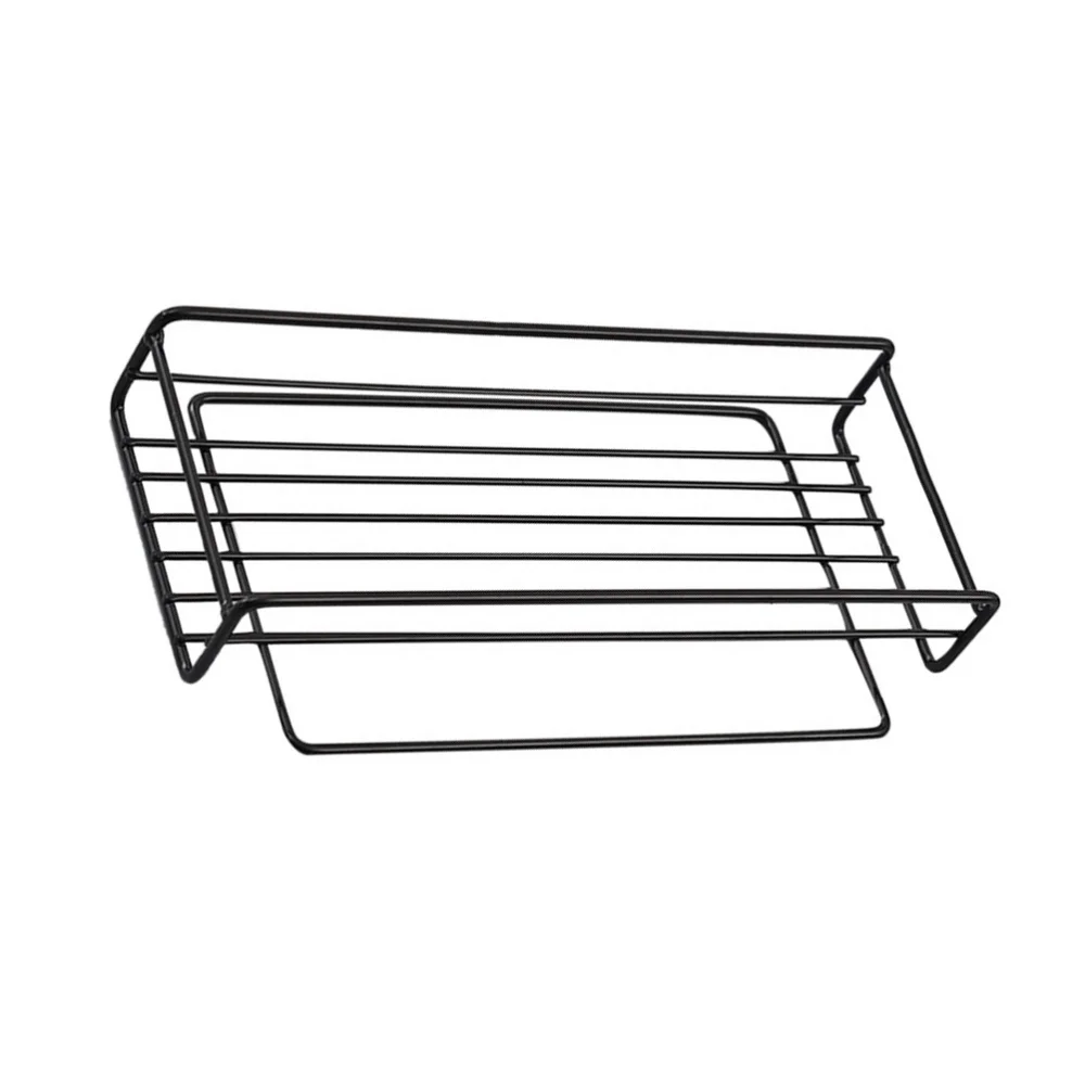 

Wall-mounted Storage Rack Decorative Storage Stand with Sticker (Black)