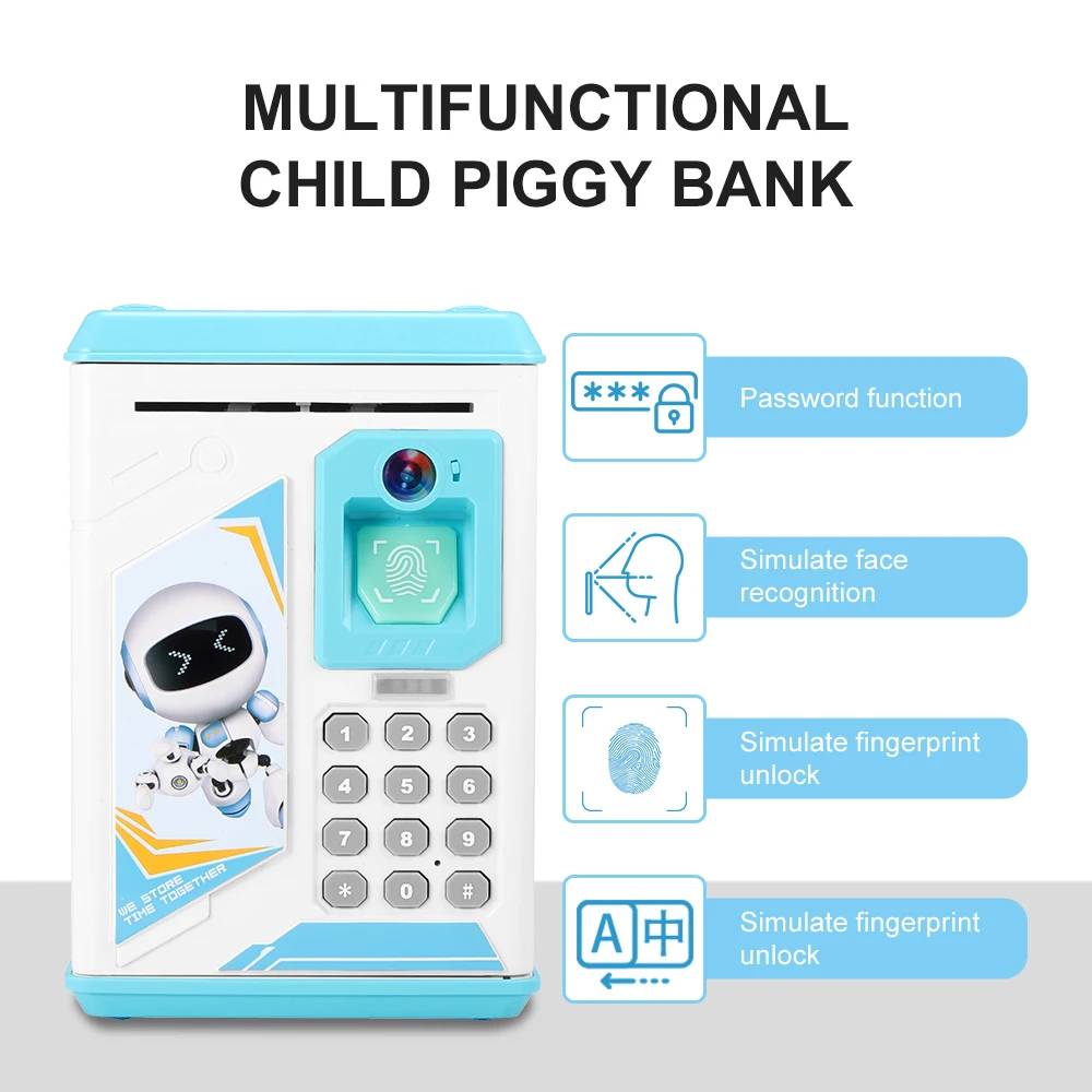 

Saving Box Fingerprint Electronic Piggy Bank ATM Password Cash Coins Storage Tank Convenient Piggy Bank Auto Deposit Banknote