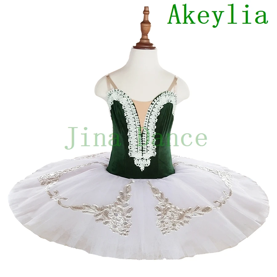 Velvet Green Whtie Pre-Professional Ballet tutu ballerina adult pancake tutu dress Kids practice ballet stage costumes for child