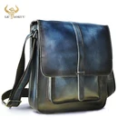Роскошный оригинальный кожаный дизайнерский мужской синий мессенджер через плечо, модная сумка, ранец, портфель для школы и колледжа, сумка для книг формата А4, 5867