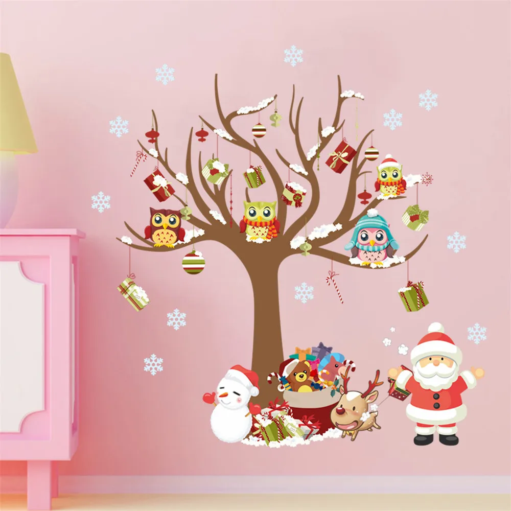 

Christmas Tree Stickers Window Decal Santa Claus Snowflake Winter Wall Decals For Room New Year 2022 Christmas Window Decoration