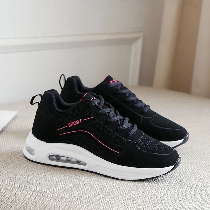 Женские кроссовки с дышащей сеткой черные повседневные в Корейском стиле