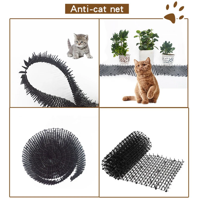 

200x12cm Black Garden Cat Scat Mats Anti-cat Dogs Repellent Mat Prickle Strips Keep Cats Away Safe Plastic Spike Thorn Network