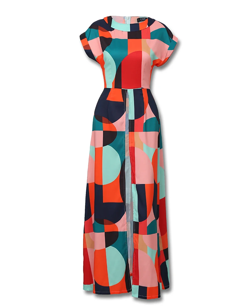 Colorblock Geo Print щелевая необычная блузка Осенняя женская элегантная винтажная