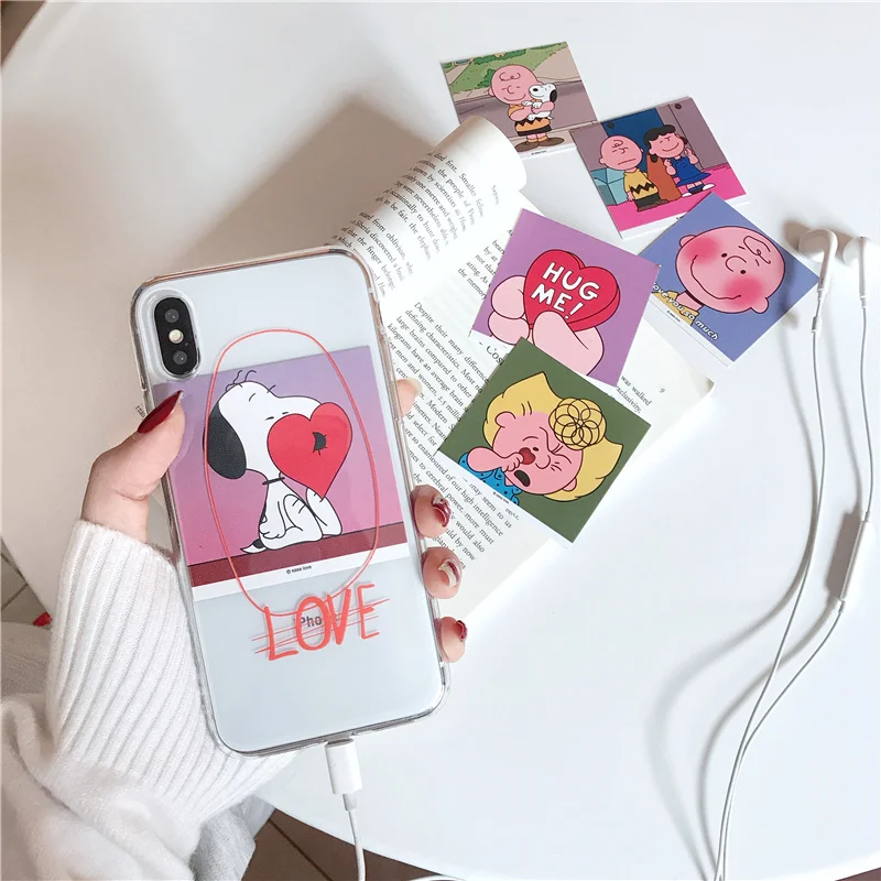 Милый аниме прозрачный Любовь Английский Телефон чехол для iPhone 8 7 6 6s Plus X XR Xs Max маленькая карта Charlie коричневый мягкий ТПУ задняя крышка