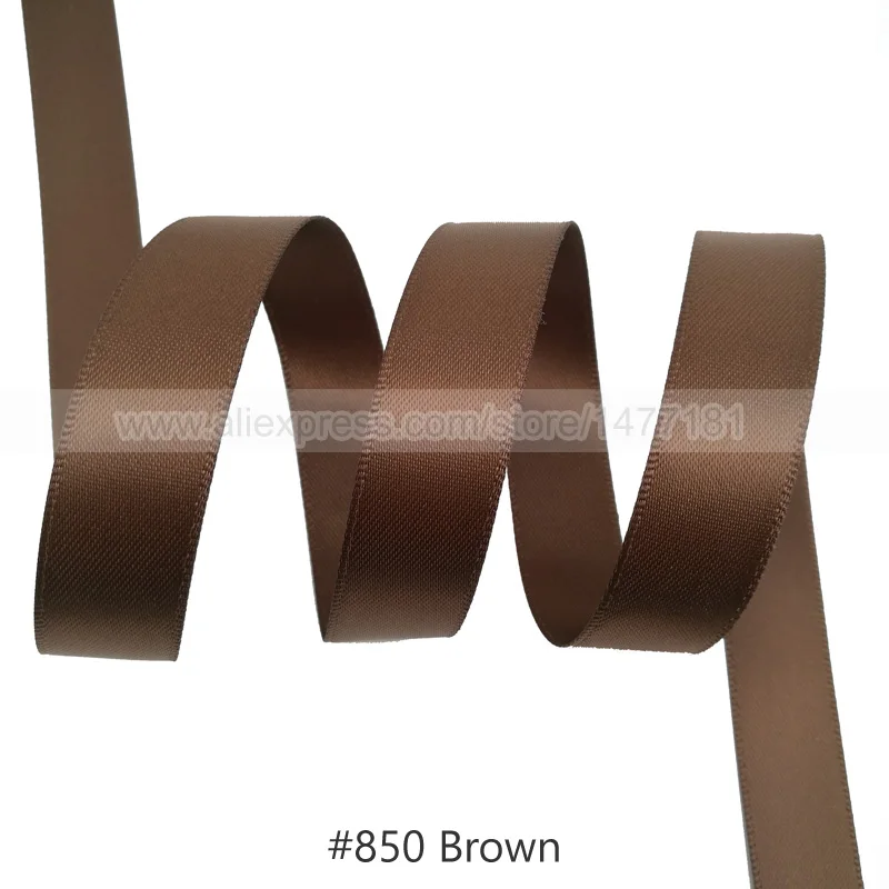850 Brown 25 Yards) 6 9 16 25 38 50 мм атласная лента Двусторонняя лента высокого качества полиэстер Двусторонняя лента банты изготовление тканей - Цвет: 850 Brown