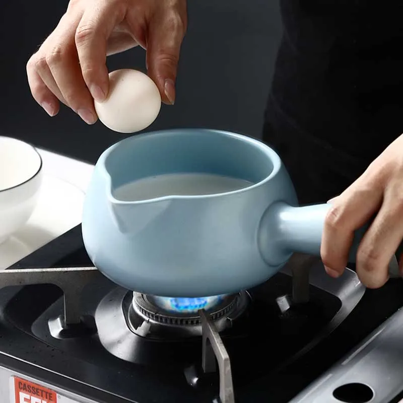 

500ml Ceramic Milk Pot Gas Stove Induction Cooke Baby Breakfast Milk Coffee Saucepan Cookware Kitchen Tool