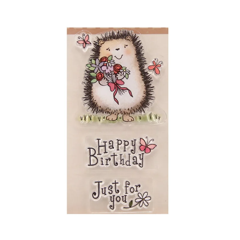 

Happy Hedgehog Transparent Clear Silicone Stamp Seal DIY Scrapbooking Rubber Stamping Coloring Embossing Diary Decor Reusable