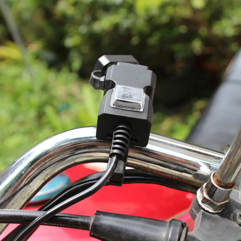 

Motorcycle Handlebar Charger Dual Port USB 5V 1A/2.1A Waterproof Power Plug Supply Socket Adapter for Mobile Phone