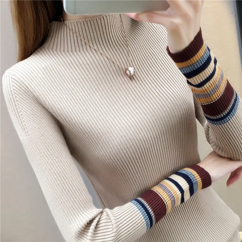

2020 long sleeve turtleneck render unlined upper garment pullovers qiu dong with thick sweater cultivate morality show thin