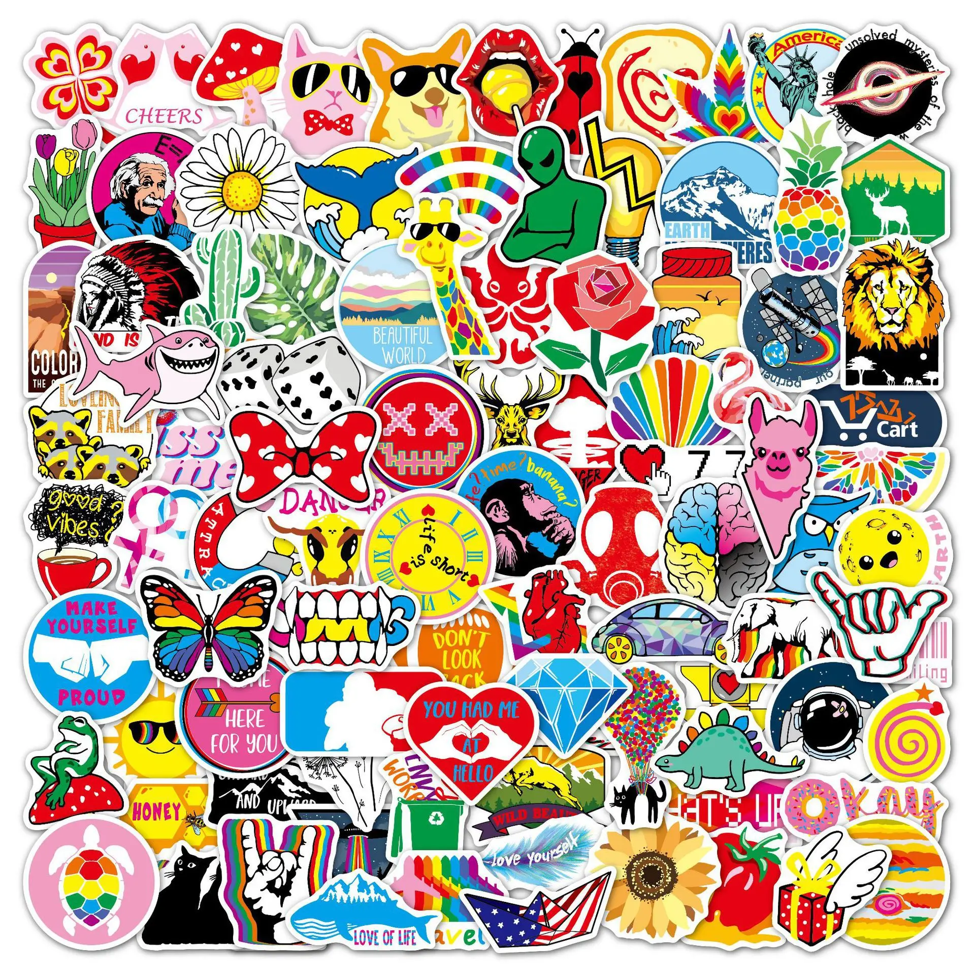 

10/30/50/100pcs American Cartoon Pattern Graffiti Sticker Sheets Trolley Case Luggage Compartment Notebook Skateboard Waterpr