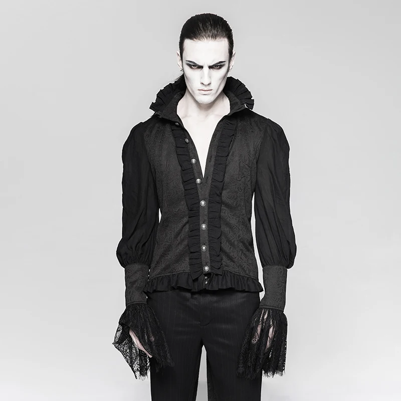 Мужская винтажная рубашка в стиле панк готический ласточкин хвост стимпанк