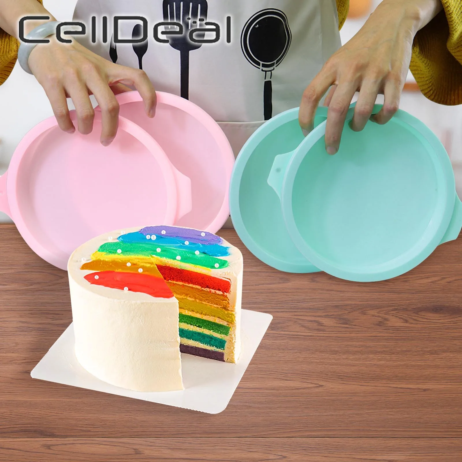 

4/6/8Inch Rainbow Cake Mold Layered Food Grade Silicone Baking Mould DIY Bakeware High Temperature Resistance 1/2/4Pcs Cake Tool