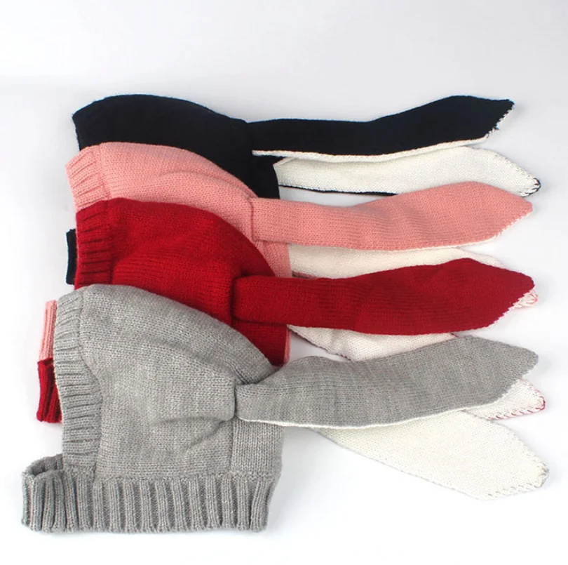 Шапка с кроличьими ушками для младенцев вязаные шапки детей зимние детские