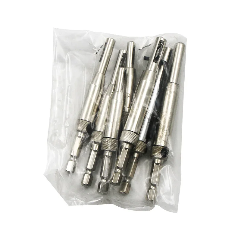 

8Pcs/set 1/4" Shank Door and Window Hinge Hole Drilling Set Woodworking Hole Punch Hexagon Positioning Pocket Bit Tools