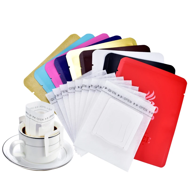 

50pcs Open Top Aluminum Foil Coffee Bag Combination Drip Coffee Filter Bags Portable Office Travel Drip Coffee Filters Tools Set