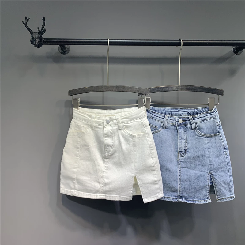 

Джинсовая юбка-карандаш с разрезом и карманами-вилками, женская летняя юбка на пуговицах с высокой талией DM001