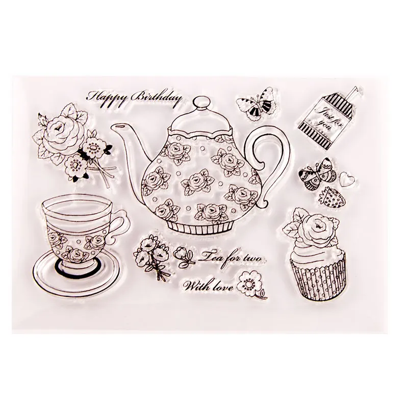 

Cake flowers Metal Cutting Dies and Clear Stamps for DIY Scrapbooking Teapot Stencils Crafts Make Photo Album Card Sheet Decor