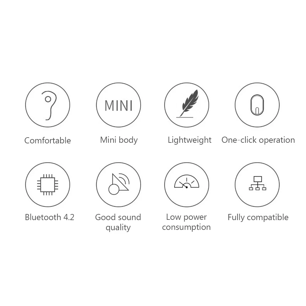 

1pcs Portable M8 Mini In-Ear Bluetooth 4.2 Wireless Headphones Music Earphone Earbud Sports Headset Headphones for Smartphone