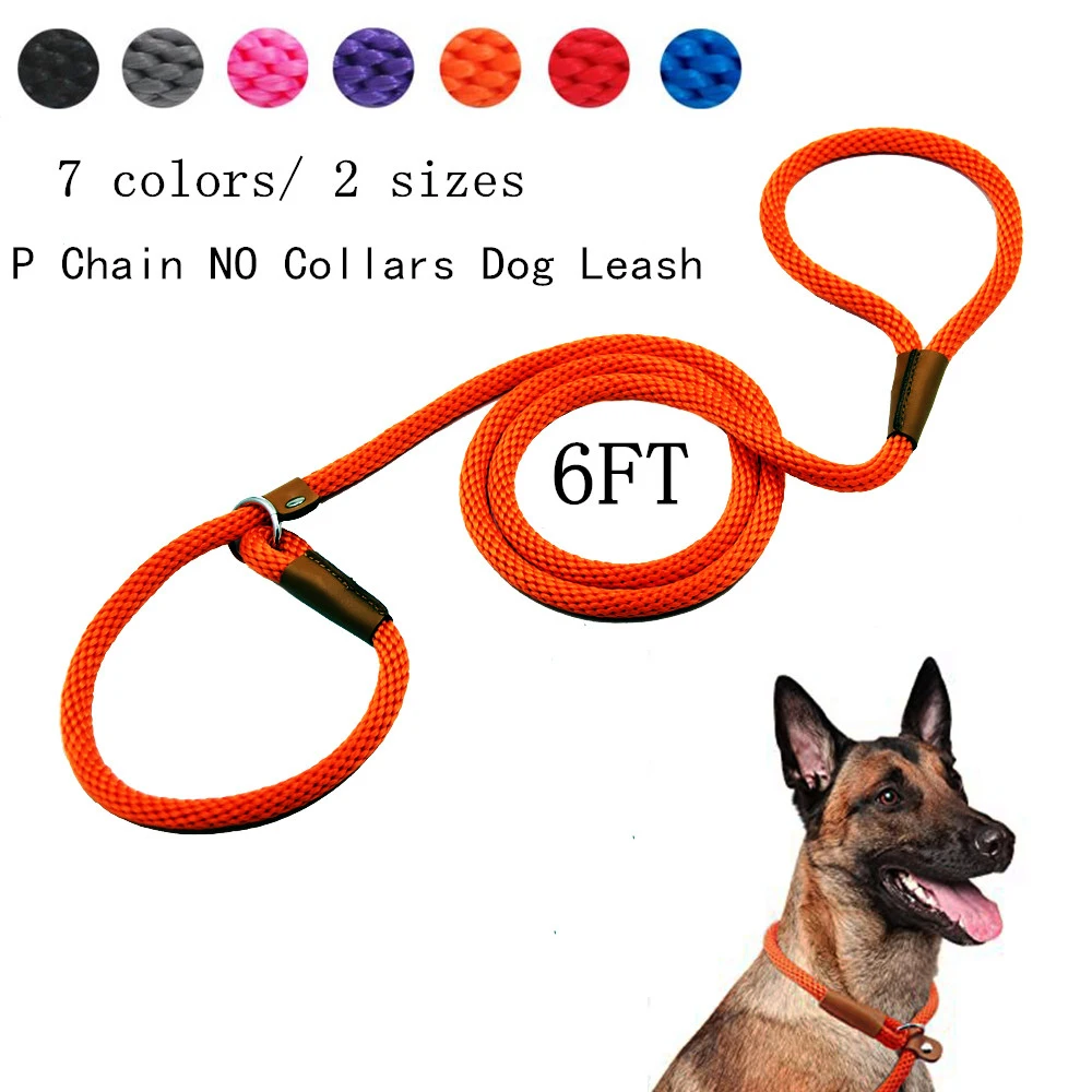 

6FT P Chain Dog Leash Slip Collar pet Walking Leads Nylon Dog Mountain Climbing Rope puppy pet Traction For Medium Large Dogs