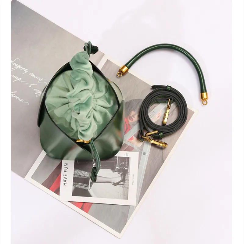 

Genuine Leather Women Buckets 2021 New Fashion Mini Petal Single Shoulder Bags Ladies Designer Purses and Handbags Sac Luxe Gg