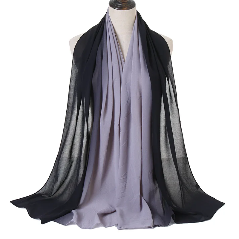 

New hot Ombre linen scarf hijab women muslim turban Gradient shawl double color fringe scarves Fashion headscarf muffler