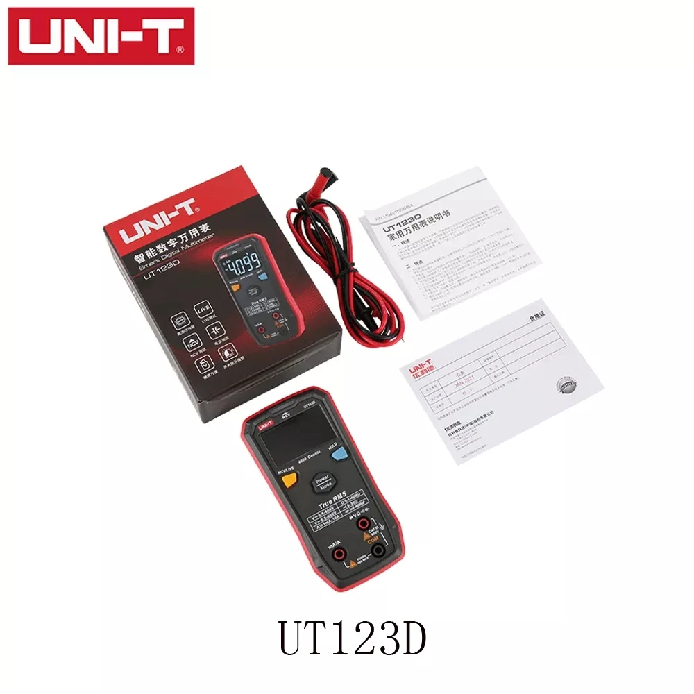 Mini multímetro Digital UNI-T UT123, probador eléctrico NCV con resistencia de voltaje CA y CC, con pantalla EBTN UT123D