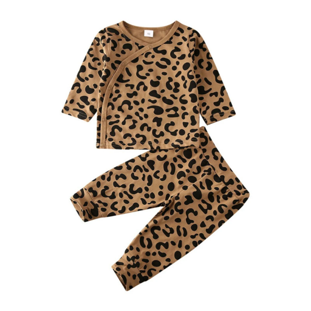 2 шт./компл. модная одежда для малышей леопардовой расцветки с длинными рукавами