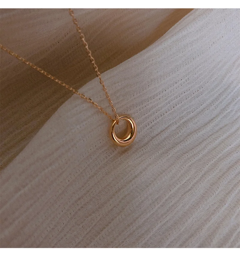 

925 Sterling Silver Necklace Cute Circle Pendant Necklaces