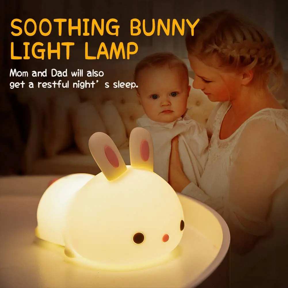 

Led Night Light Portable USB Rechargeable Touch Cute Rabbit Lamps Remote Control Bunny Animal Lamp Kids Children Baby Lamp Gift