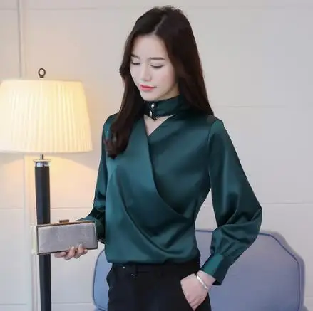 Новинка 2020 женские блузки с длинным рукавом весенние Рубашки v образный вырез