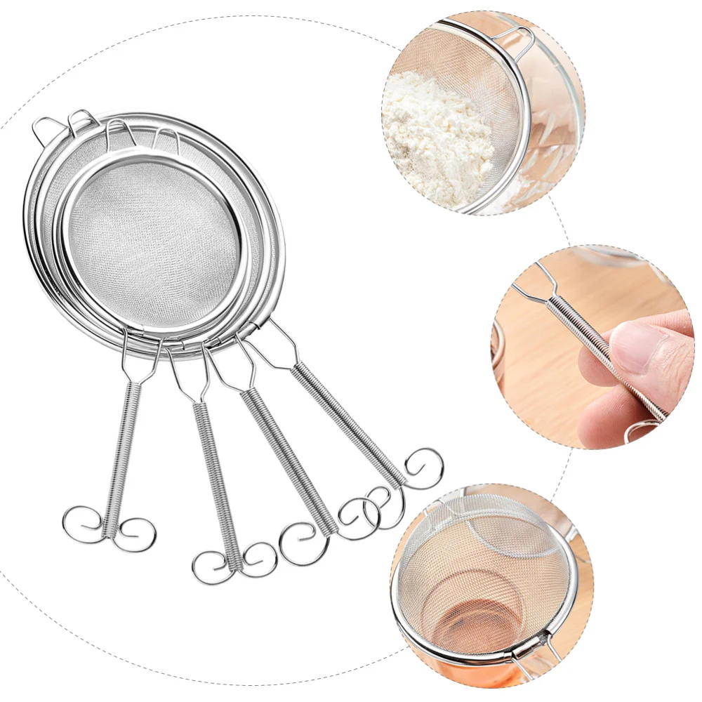 

4pcs Mesh Strainers Stainless Steel Tea Colander Kitchen Mesh Filter with Handle