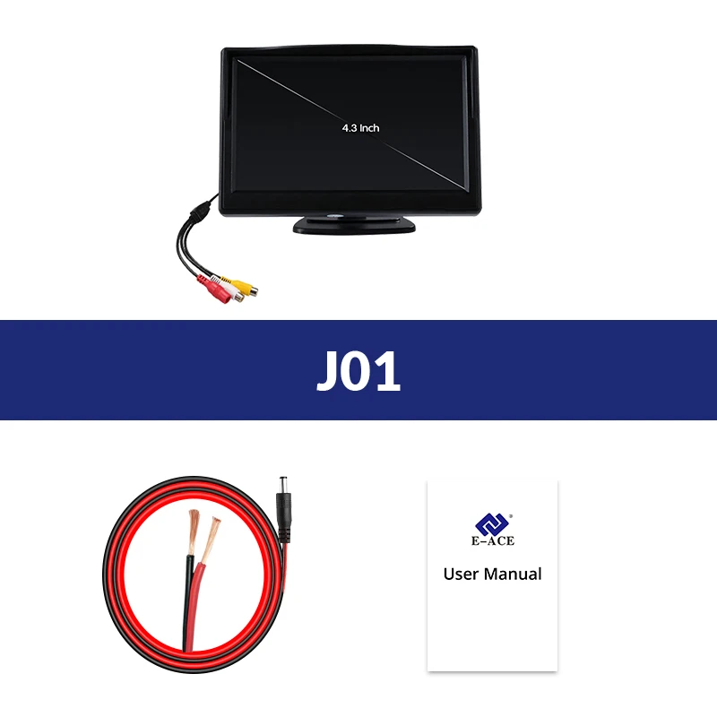 J01 E-ACE, 4,3 дюймов, автомобильный монитор, TFT lcd дисплей, камера заднего вида, парковочная система для камеры заднего вида, HD цифровой цвет - Цвет: J01