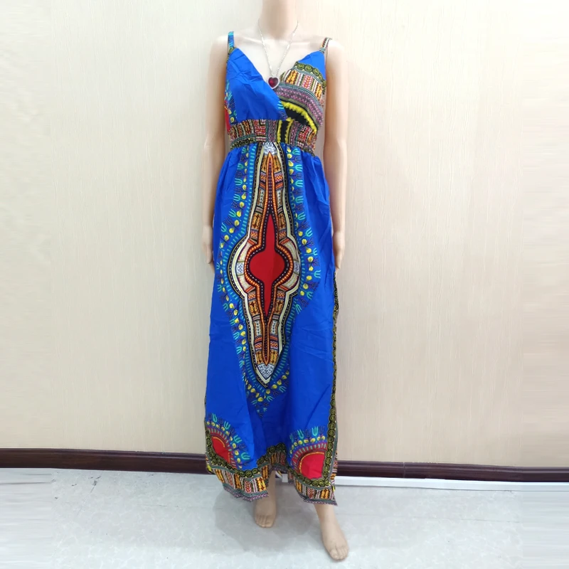 Платье в африканском стиле на тонких бретельках бохо женские элегантные длинные