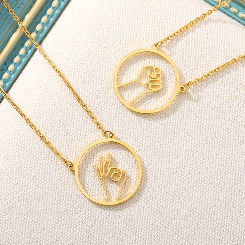 Ажурное колье с жестами золотая цепочка из нержавеющей стали подарок на день