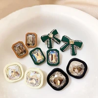 korean crystal stud earrings for women 2021 new trend jewelry simple black fashion designers earings wholesale
