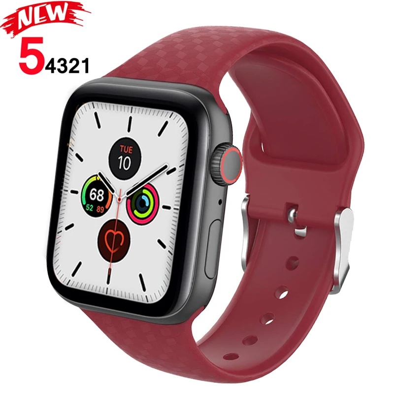 3D текстурный ремешок для apple watch band 5 4 44 мм 40 iwatch correa 3 2 1 38 42 силиконовый часов