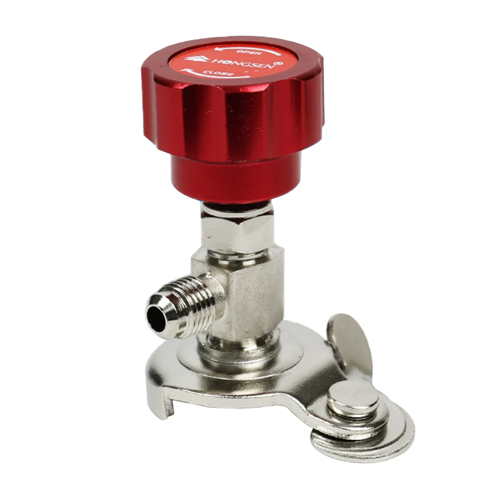 

Refrigerant Bottle Opener Refrigerant Can Tap Valve 1/4inch Thread Alloy Red Bottle Opener