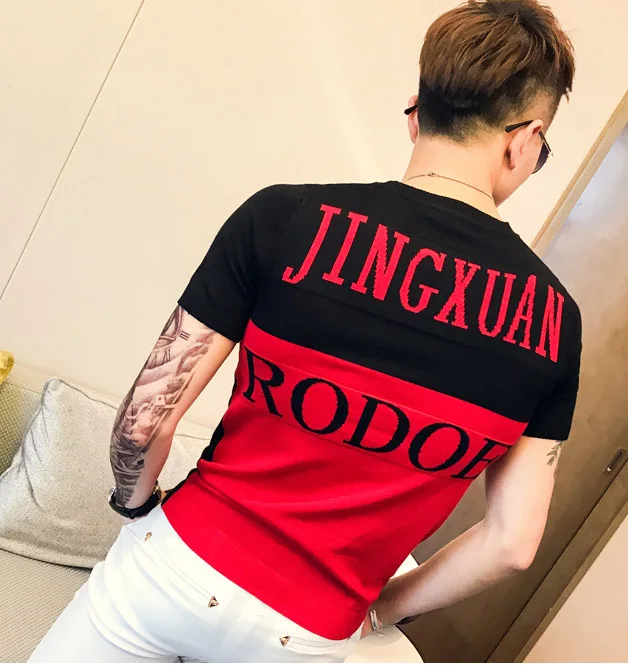 Футболка мужская Трикотажная с коротким рукавом Модная приталенная