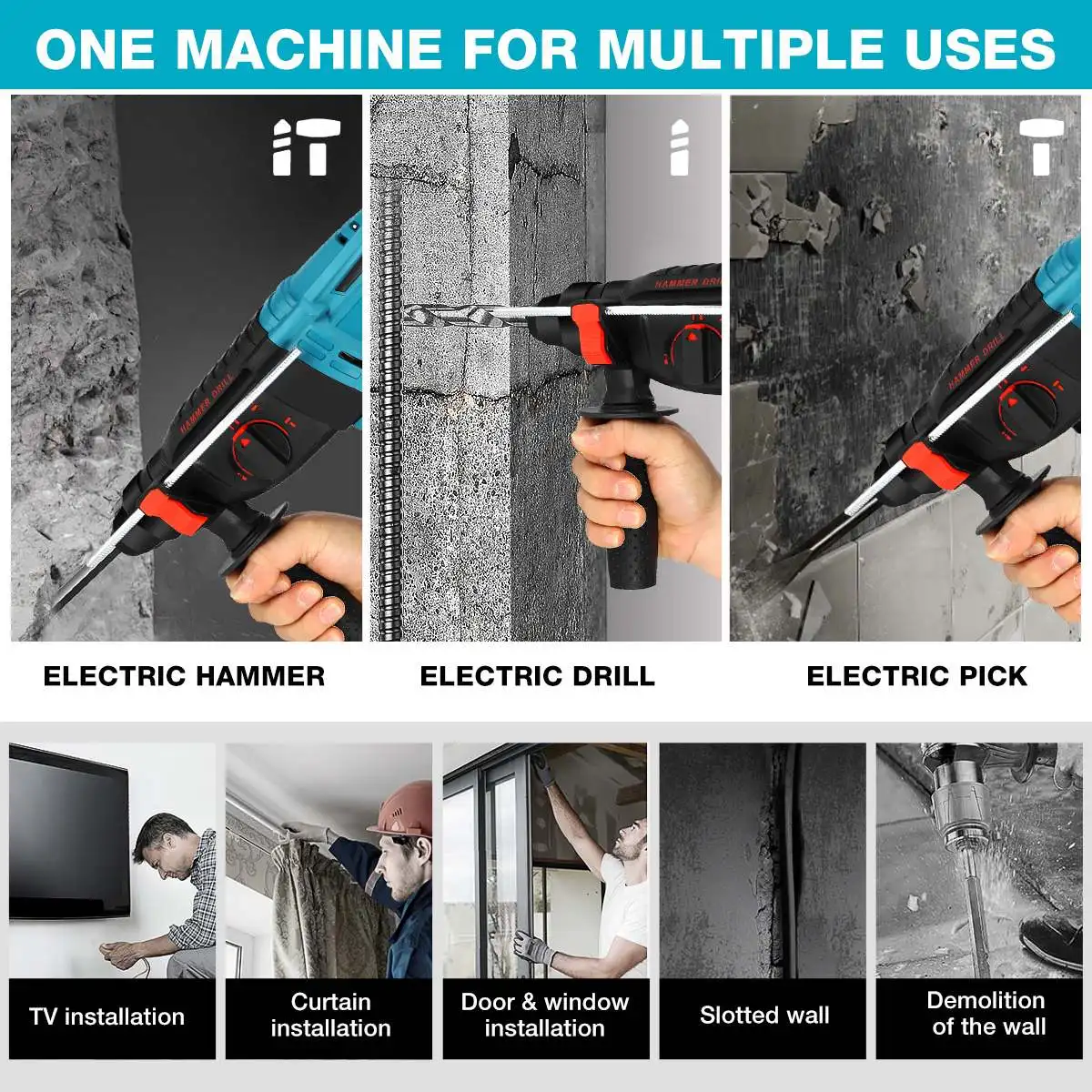 Бесщеточный Электрический вращающийся молоток FASGet 6200 об/мин перезаряжаемый