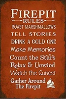 kexle tin sign metal sign custom personalized firepit rules 12x16 inches man cave chic wall decor retro metal funny living room