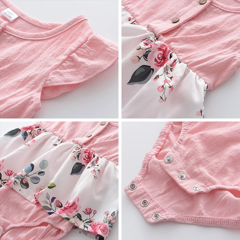 

Bear Leader Summer Mother Daughter Dresses Floral Casual Bowtie Clothes Family Matching Outfit Mom Girls and Baby Patchwork Suit