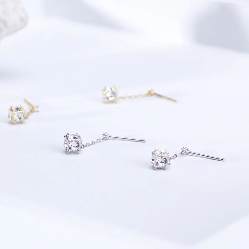 

New S925 Sterling Silver Simple Personality Square Sugar Zircon Earrings For Women Fashion Party jewelry Gifts