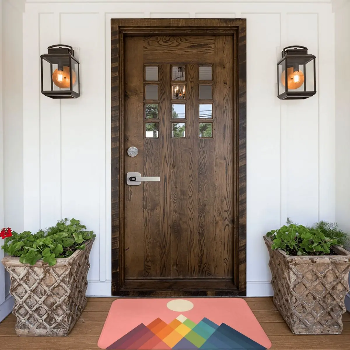 Напольный коврик Rainbow Peak из полиэстера нескользящий прочный ковер для ног в