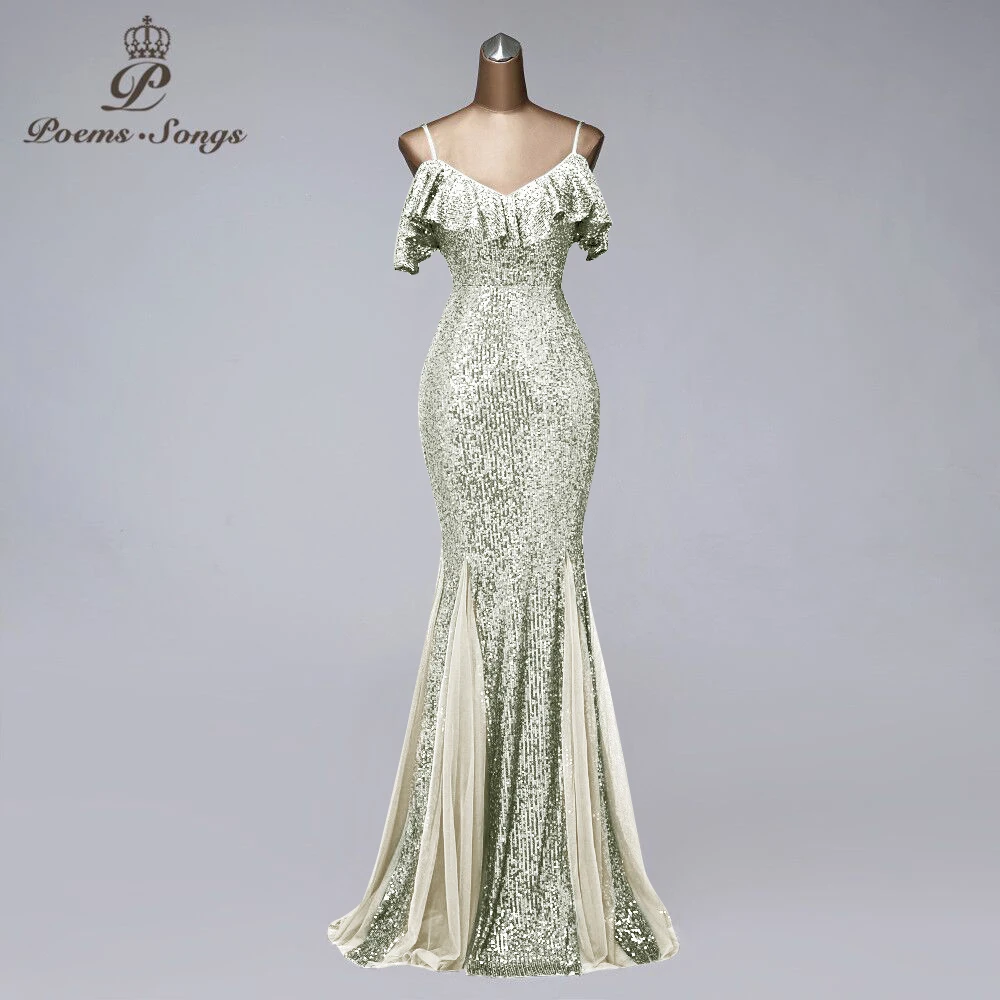 Формальные Вечерние платья с длинным вечерние русалки женские на бретелях для